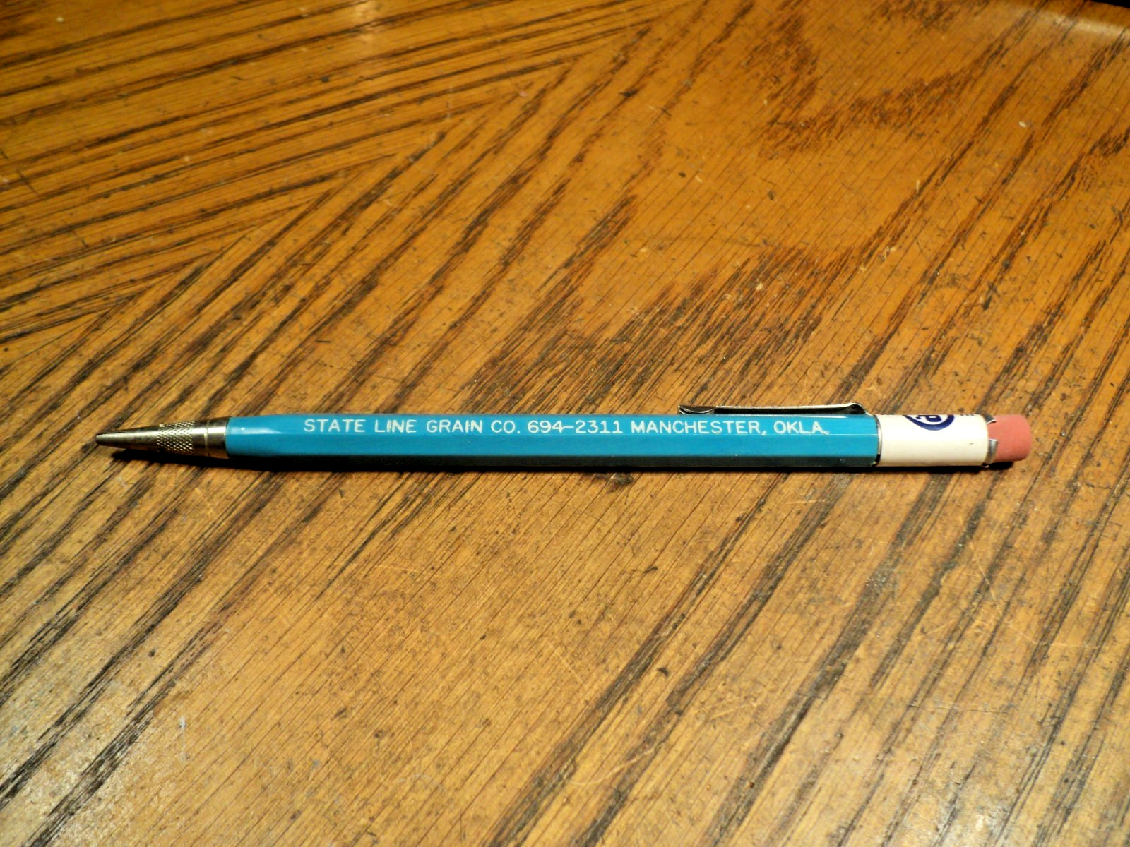 Vintage Durolite Mechanical Pencil State Line Grain State Line Coop 5-5/8″ Long