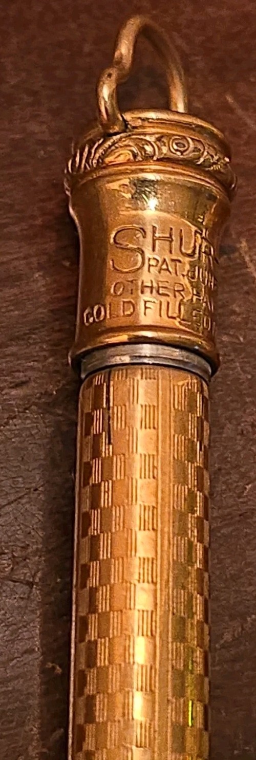 Shur-Rite Gold Filled Mechanical Pencil with and Etched Design 1920s