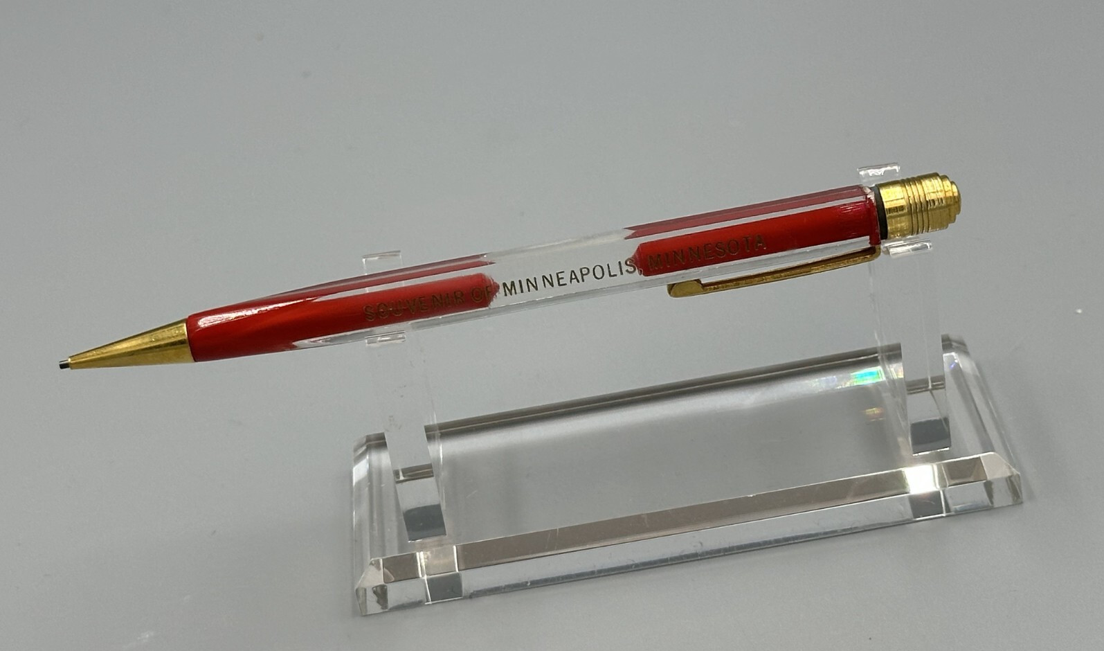 Vintage HA-WI-AN Lucite MINNEAPOLIS SOUVENIR Advertise Square Mechanical PENCIL