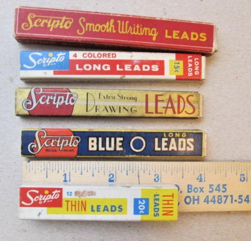 Vintage Lot of 5 ~ Scripto Writing Leads with Boxes ~ Atlanta, Georga / USA