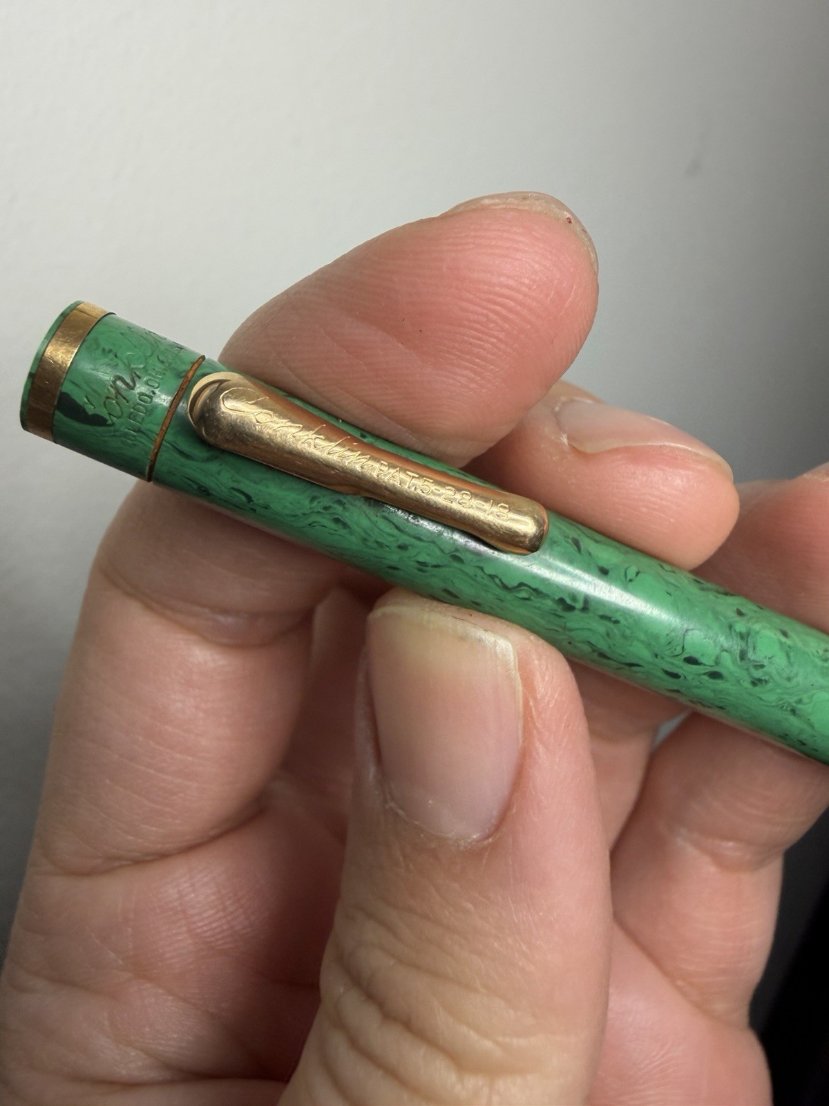 Vintage Conklin Endura Mechanical Pencil Green Marble (Missing Top Cap- READ!)