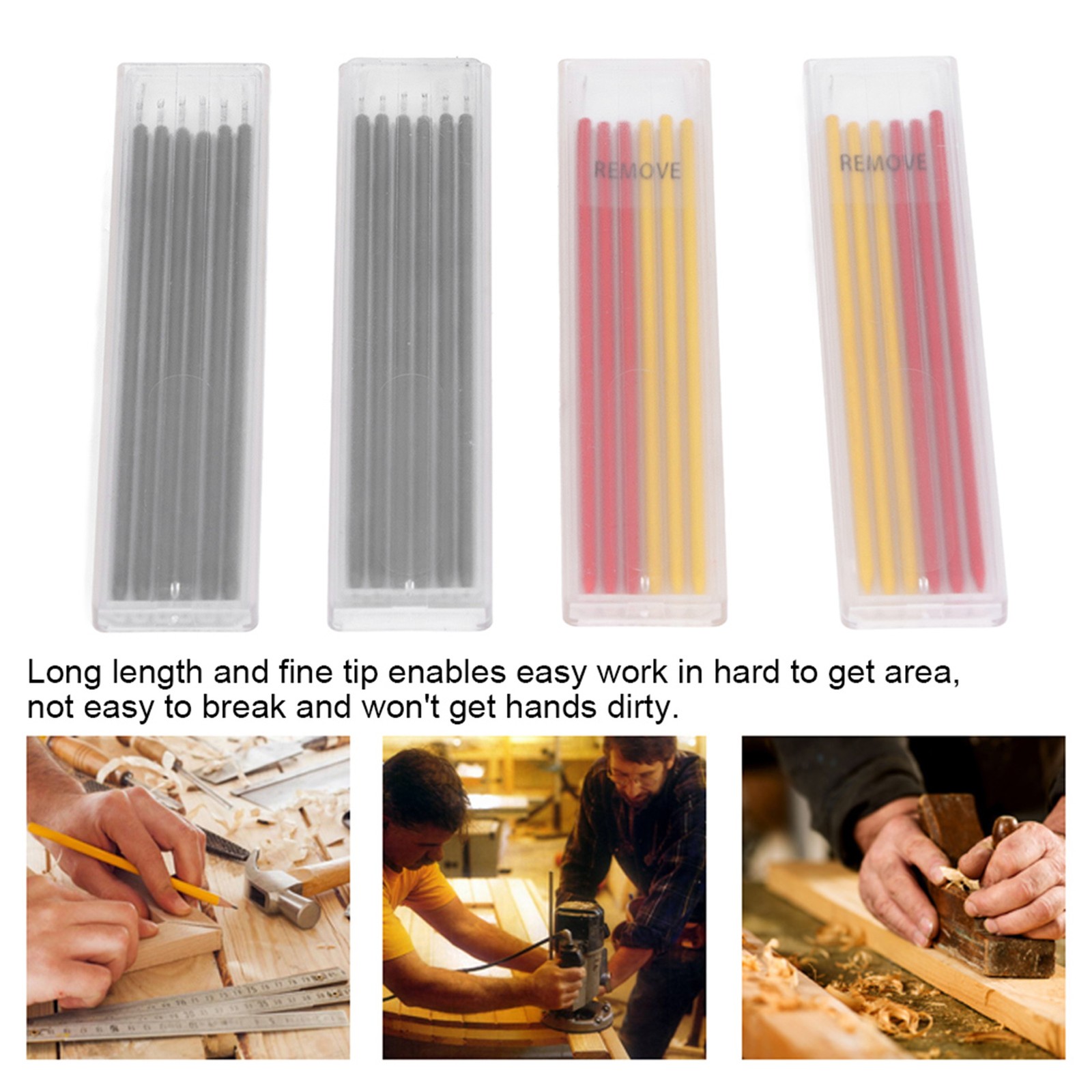 24Pcs Carpenter Pencil Refill Red Yellow Black Marking Scribing Tool Set For New