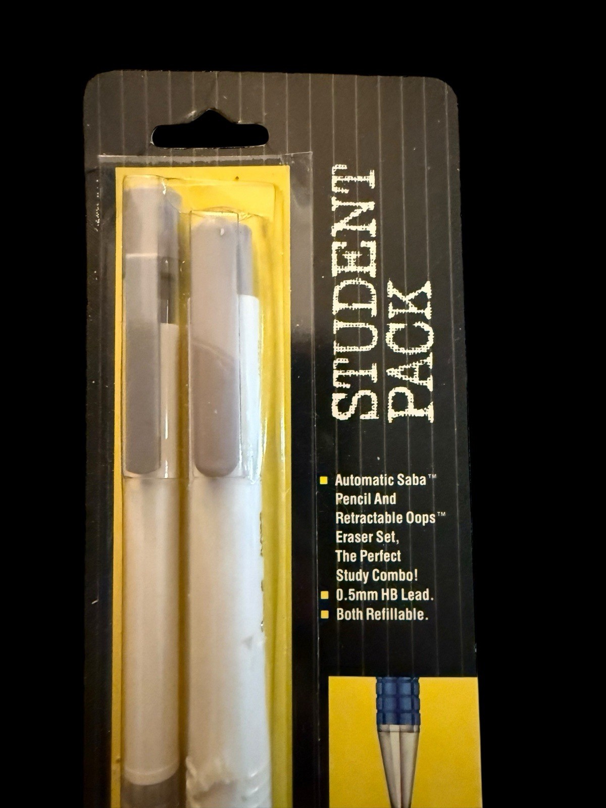 Vintage 1991 Scripto Student Mechanical Pencil & Eraser Set .5mm Lead White NOS