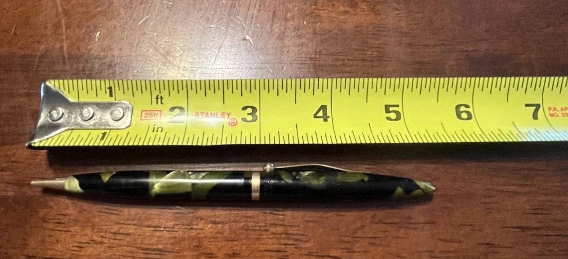 Vintage Sheaffer’s Balance Mechanical Pencil Green Marble Celluloid Art Deco 30s