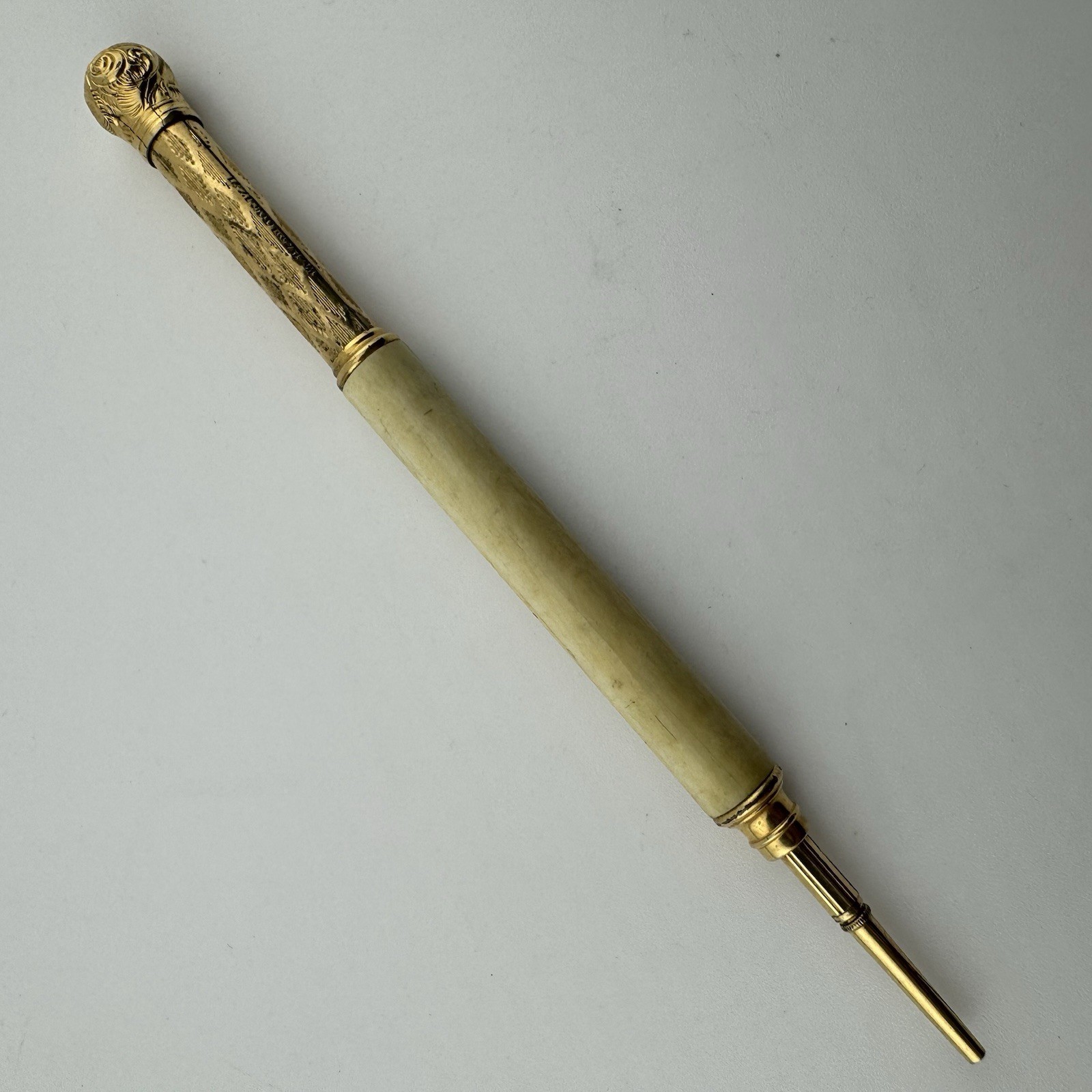 Antique Pearl & Gold Filled Retractable Mechanical Pencil Patd OCT 1771