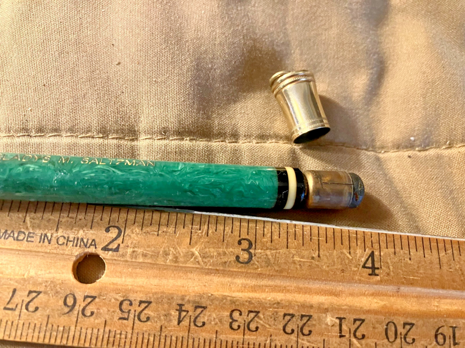 Diamond Metal Diplomat Green Marbled Mechanical Pencil Circa 1930