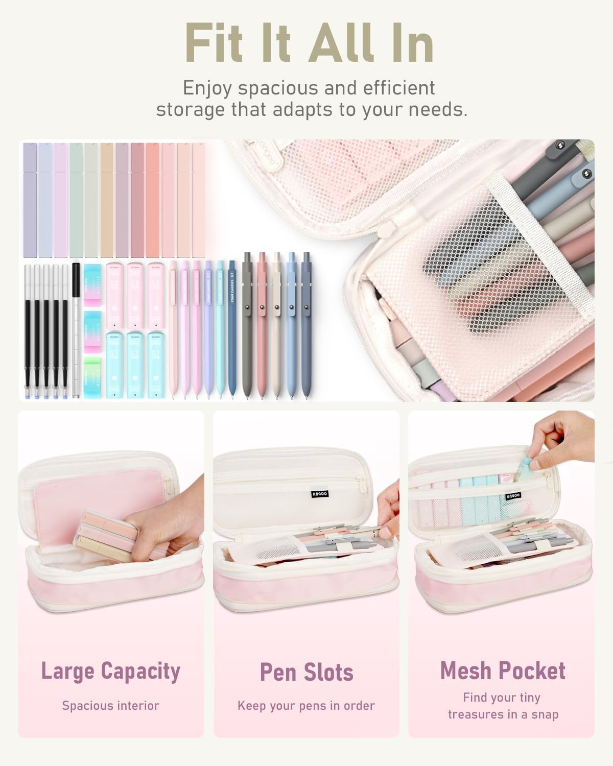 39 PCS Aesthetic School Supplies with Cute Pen Case, 12 Pastel Highlighters, 5 B