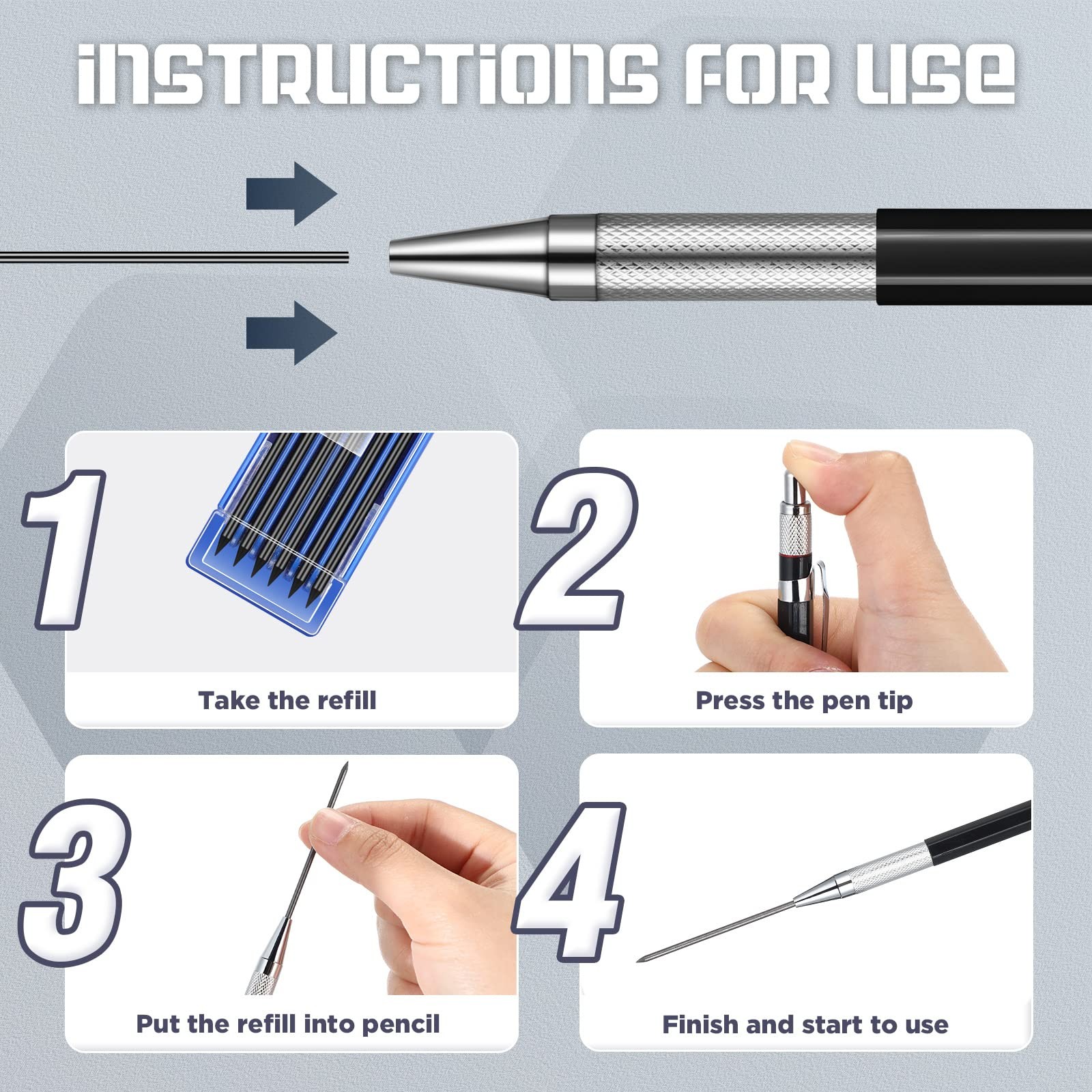 12 Pieces Welder Pencil with 108 Pieces Round Silver and Colorful Refills Mec…