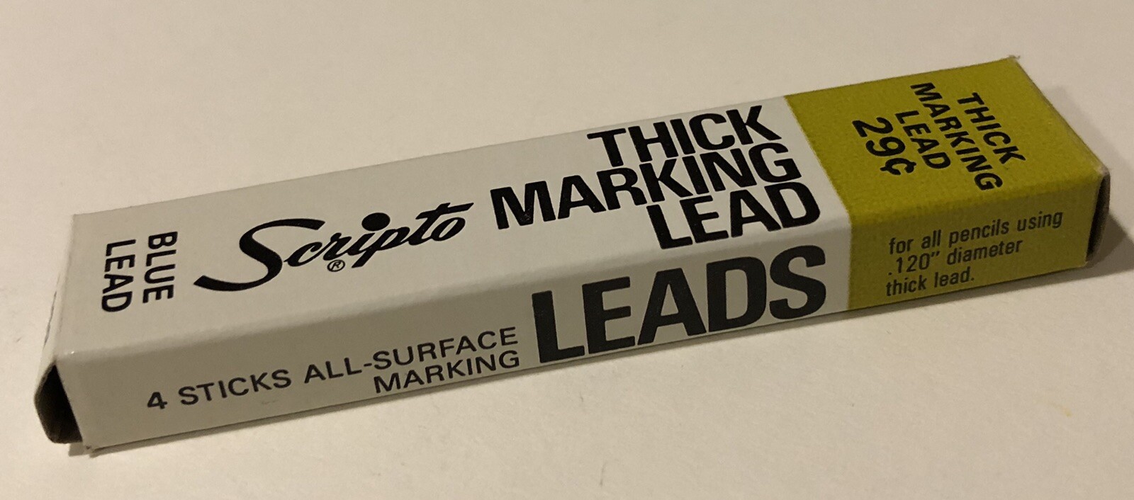 Vintage SCRIPTO Thick 3mm Blue NOS Marking Pencil Lead 4 Pack USA