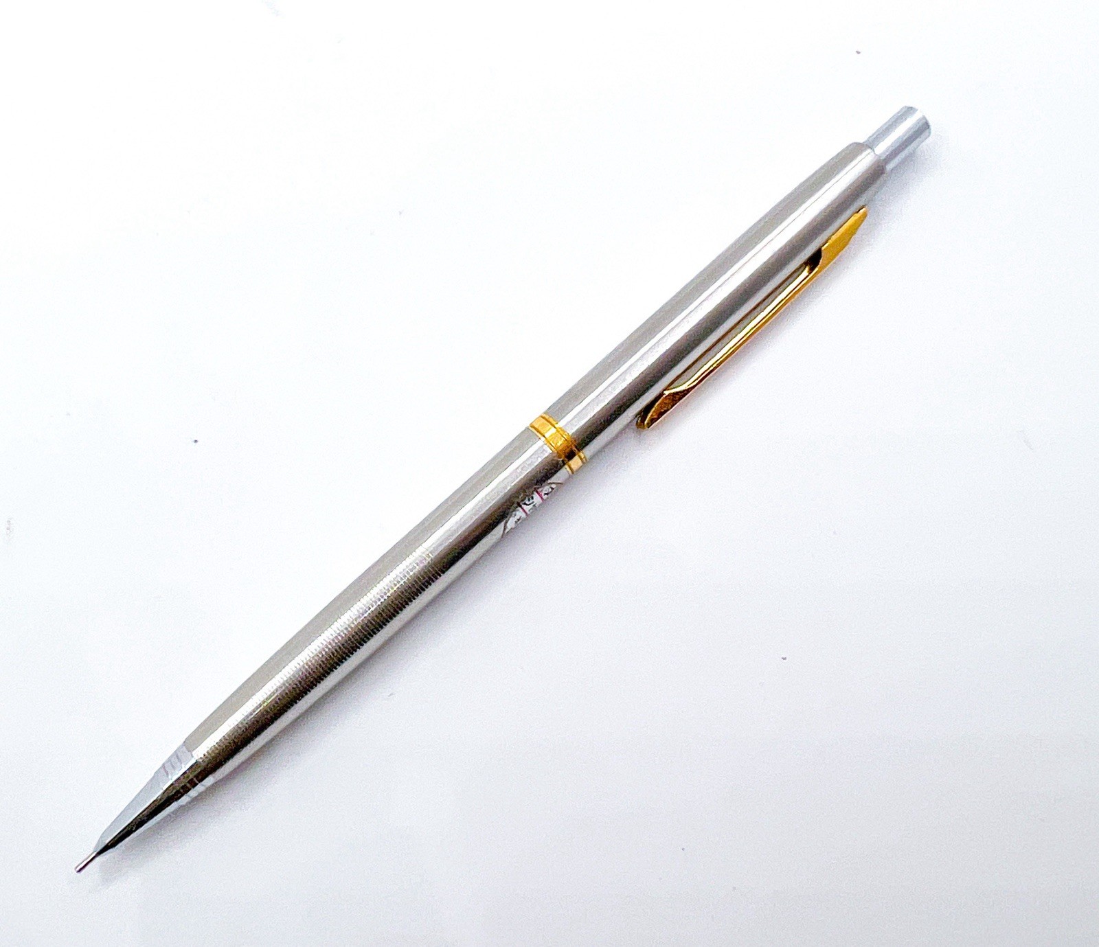 Platinum Mechanical Pencil 0.5 mm Steel Gold Trim Push Cap Functional Japan