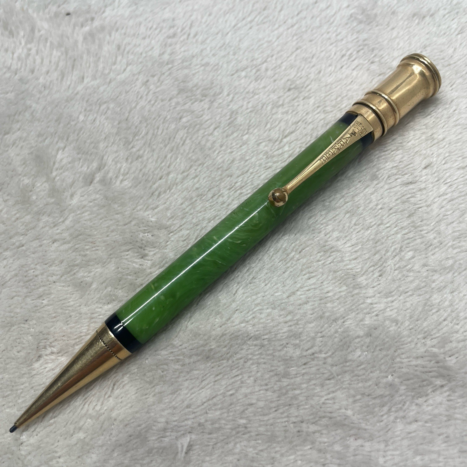 1920s Parker Jade Green Mechanical Pencil Clip Vintage USA Engravd ‘Hollis Kerr’