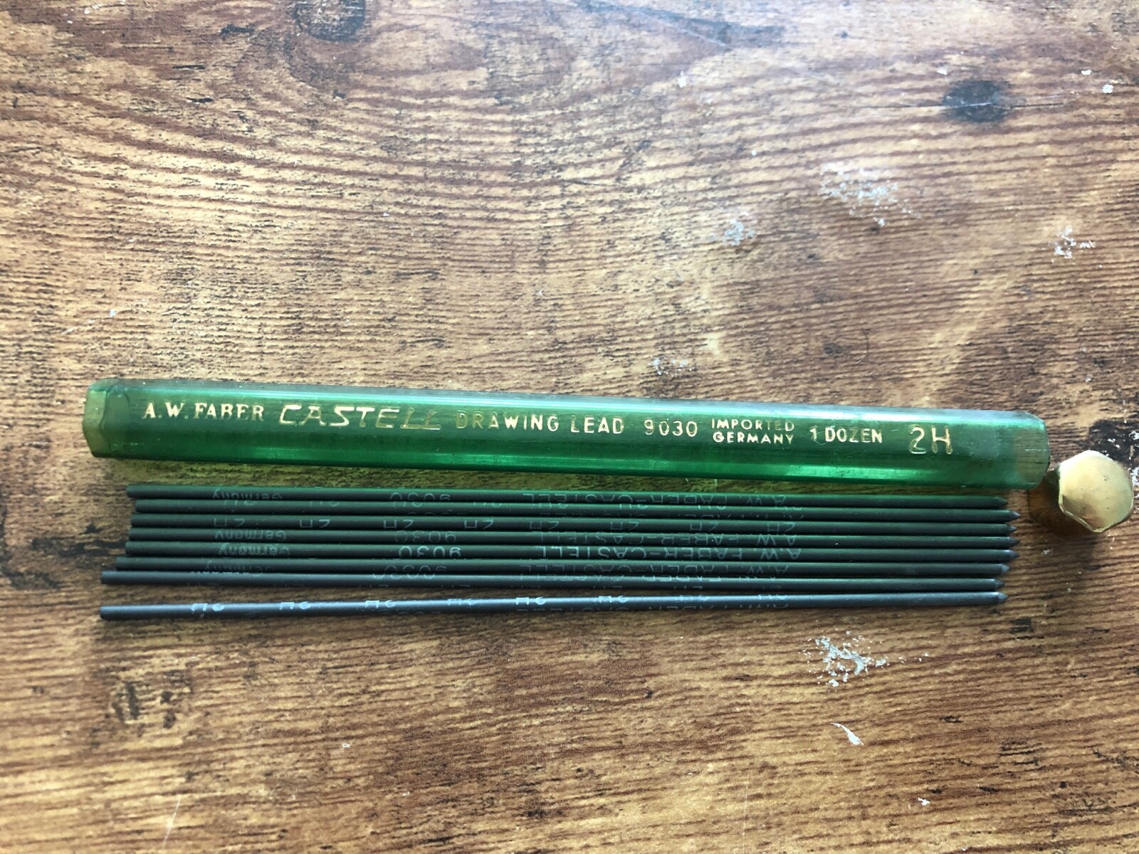 Vintage AW FABER Castell Drawing Lead 7pcs Refill Vials #9030 Mechanical Pencil