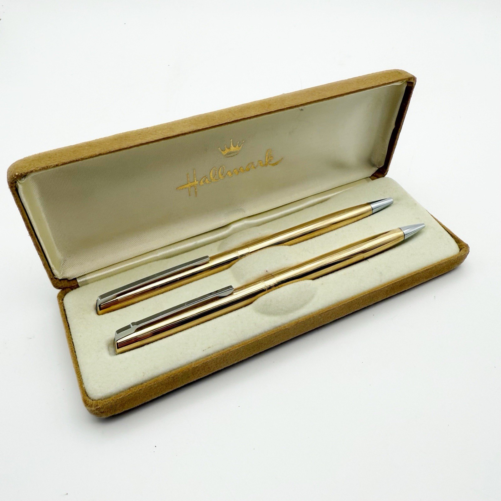 Hallmark Pen And Pencil Set 1/20 12 Carat Gold Filled With Original Box Blue Ink