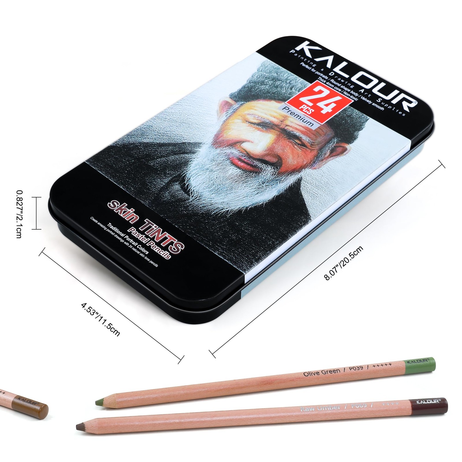 KALOUR Pro Pastel Chalk Colored Pencils,24 24 Count (Pack of 1), Multicolor