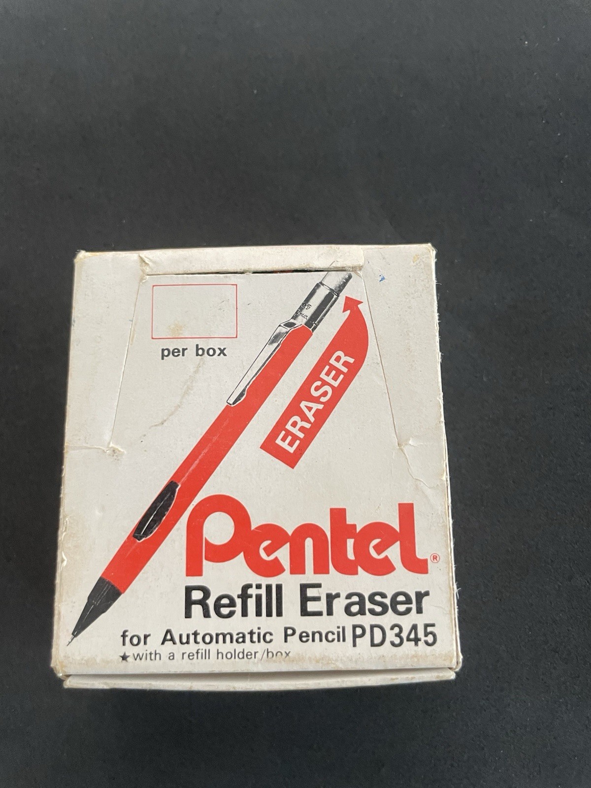 Pentel Refill Eraser For Automatic Pencil PD345 Vintage, box of 12, 5pcs/box