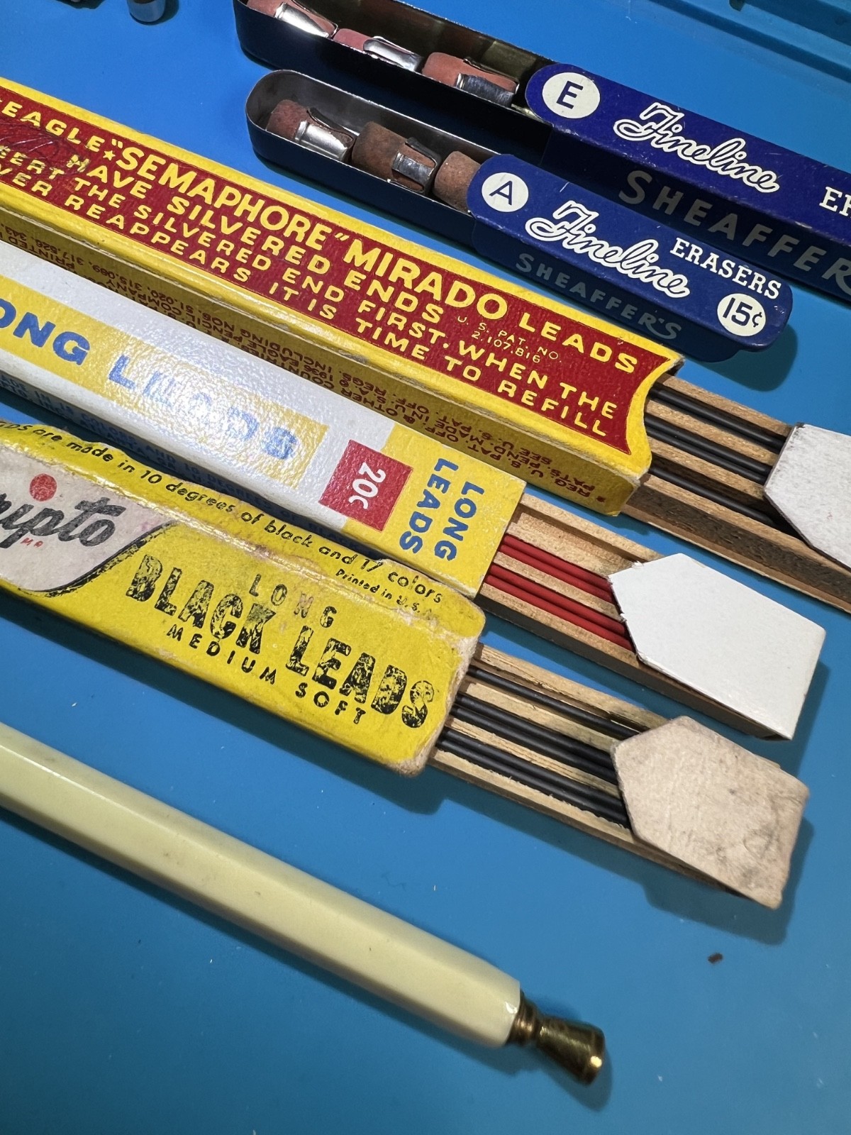 Vintage Mechanical Pencil Lead & Eraser Lot Scripto Sheaffer Parker Eagle