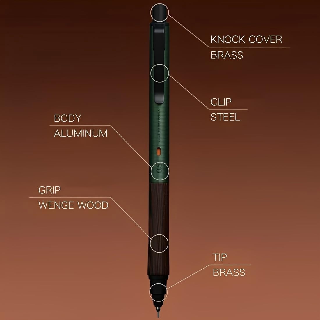 Uni Kuru Toga Wood Mechanical Pencil 0.5mm Japan M5-KW-1P – Forest Green