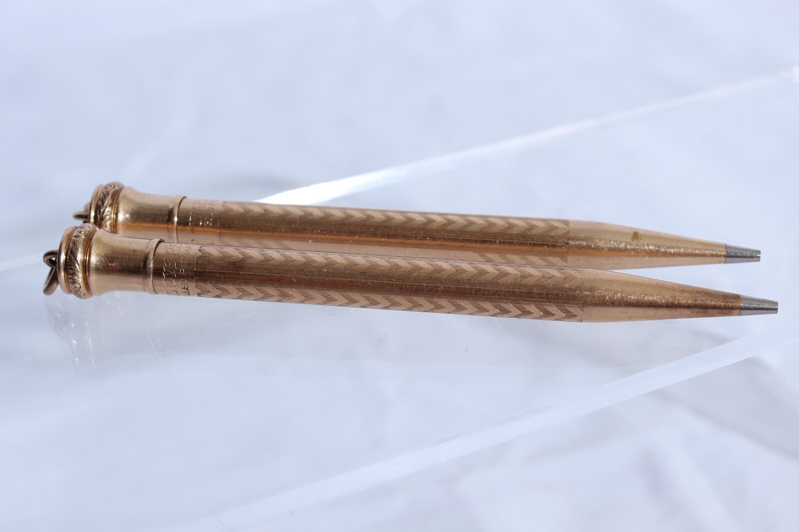 2X VTG 1920s Wahl Eversharp Mechanical Pencil PENDANT Necklace Gold Filled