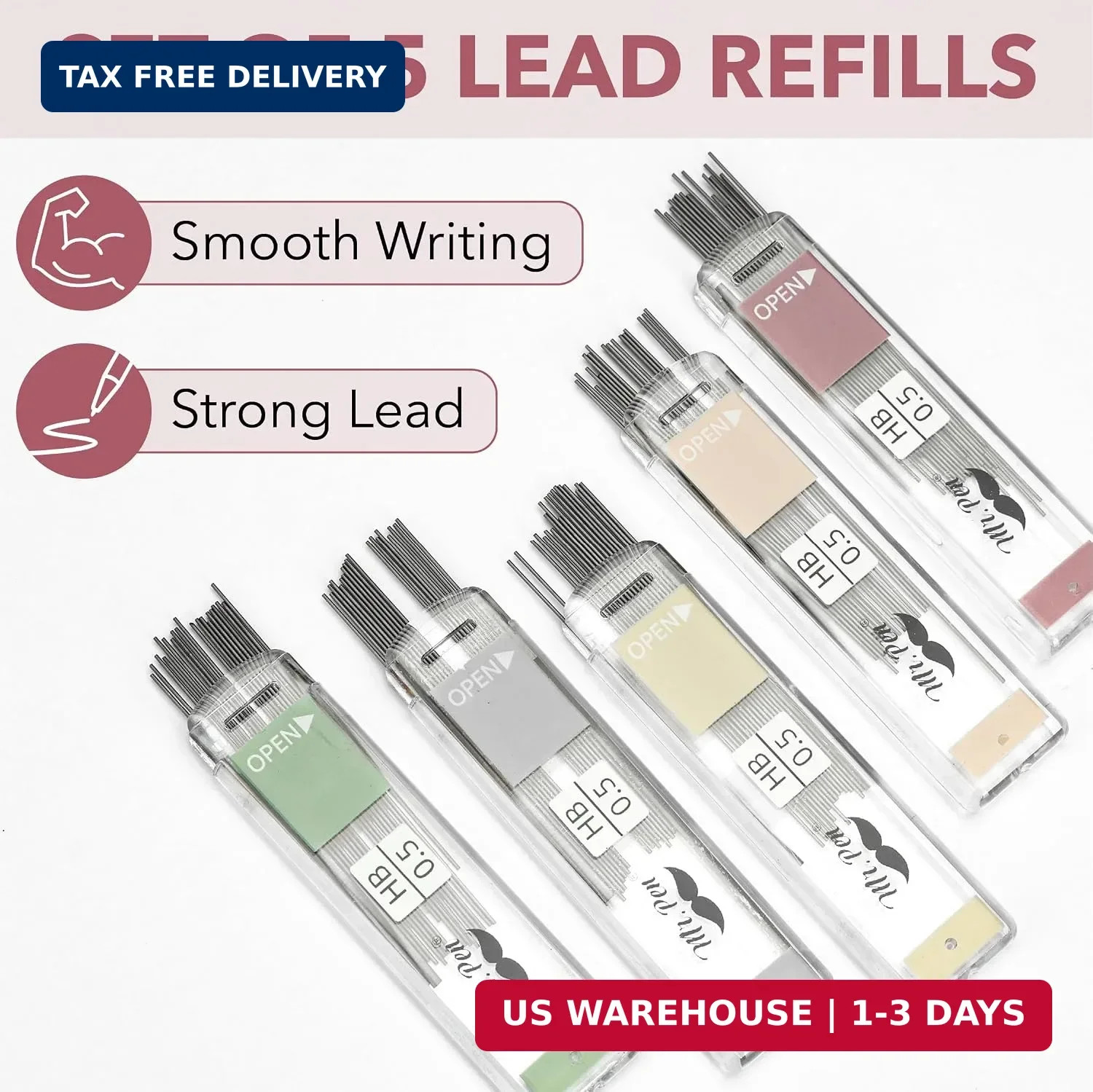 Mr. Pen- Mechanical Pencil Set with Lead and Eraser Refills, 5 Pack | 0.5mm, Ske
