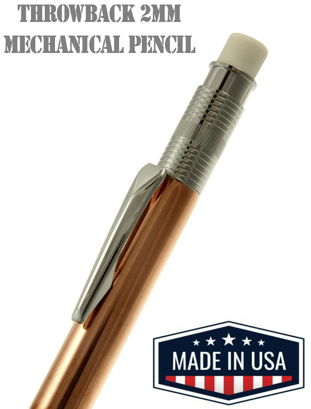 Throw Back Handcrafted 2mm Pencil in Chrome with Raw Copper Body / #347