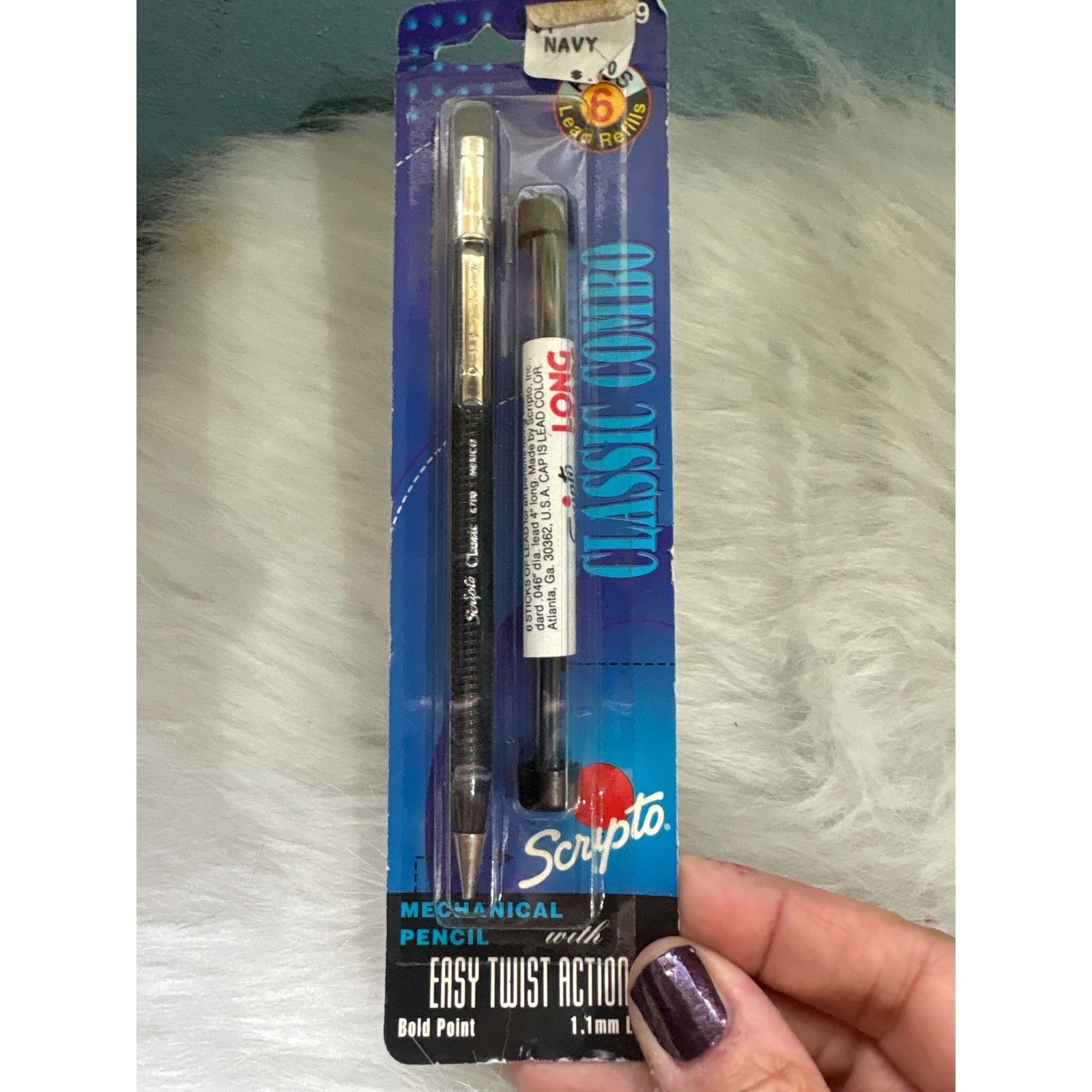 Vintage Scripto Classic Combo Mechanical Pencil Navy with Erasers 1.1mm New