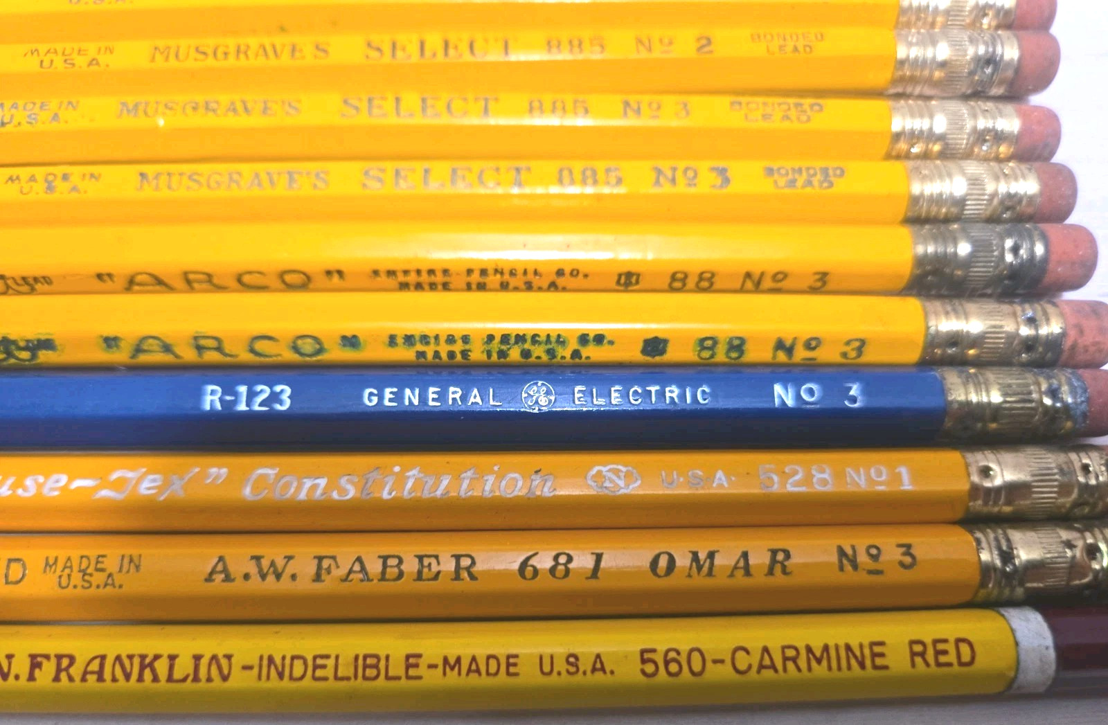 Vintage Lot Of Unsharpened Lead Pencils Musgraves Franklin Arco Faber GE