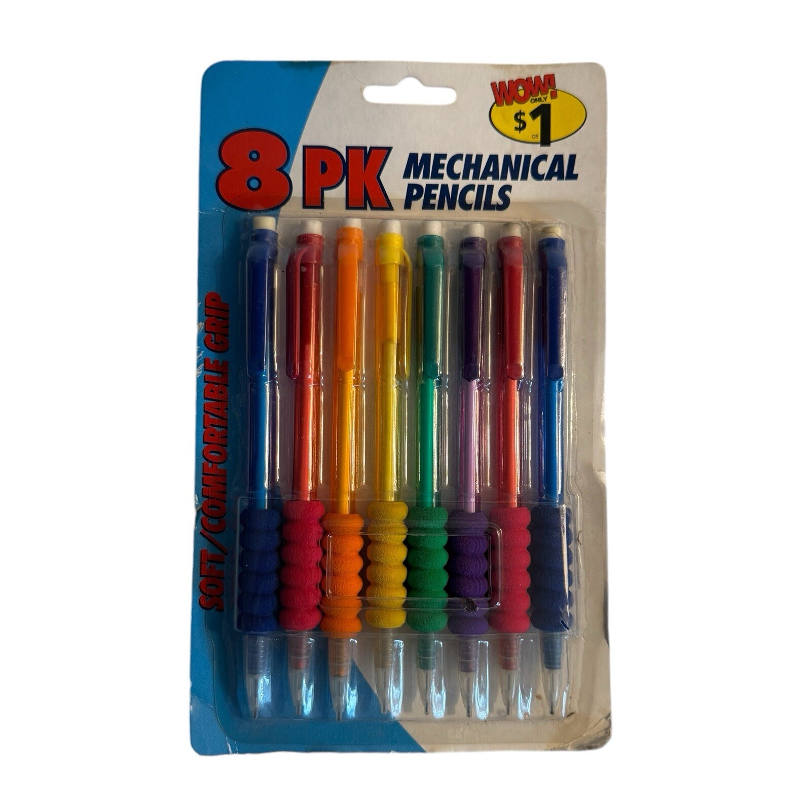 Vtg Mechanical Pencil Squishy Cushion Sof Grip Multi Color 8 pack .7mm Lead