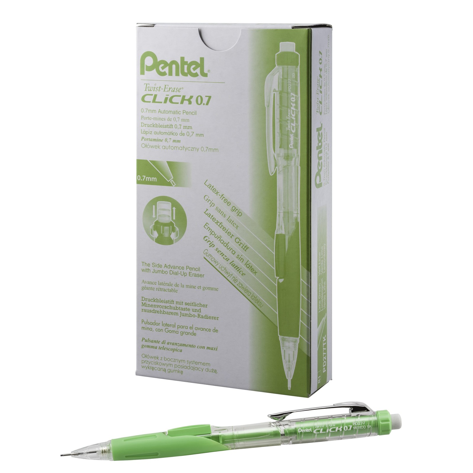 Pentel Twist-Erase CLICK Mechanical Pencil, 12 Count (Pack of 1), Lime Green