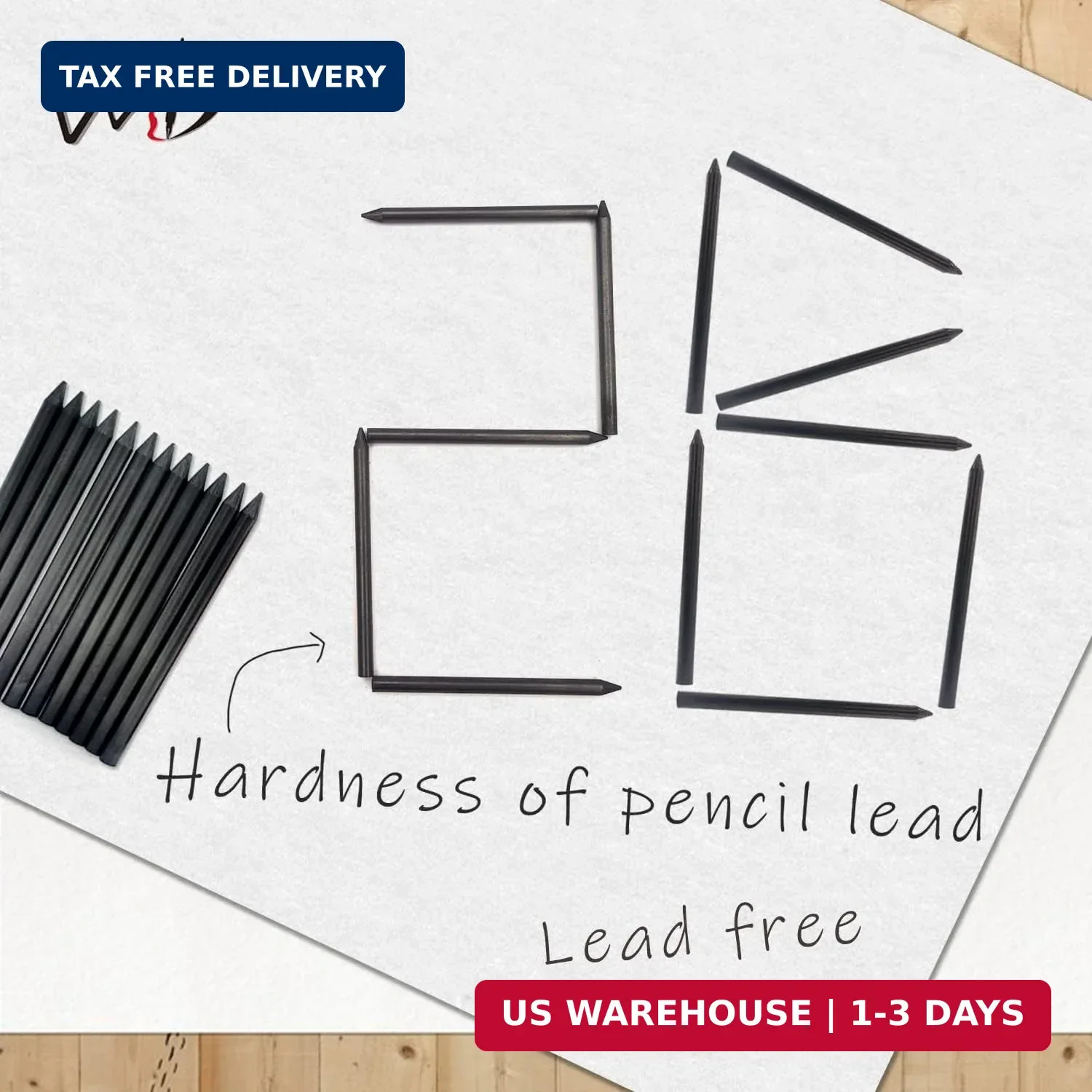 WSD Mechanical Pencil Lead 5.6mm x 86mm Leads 2B (12 pcs)