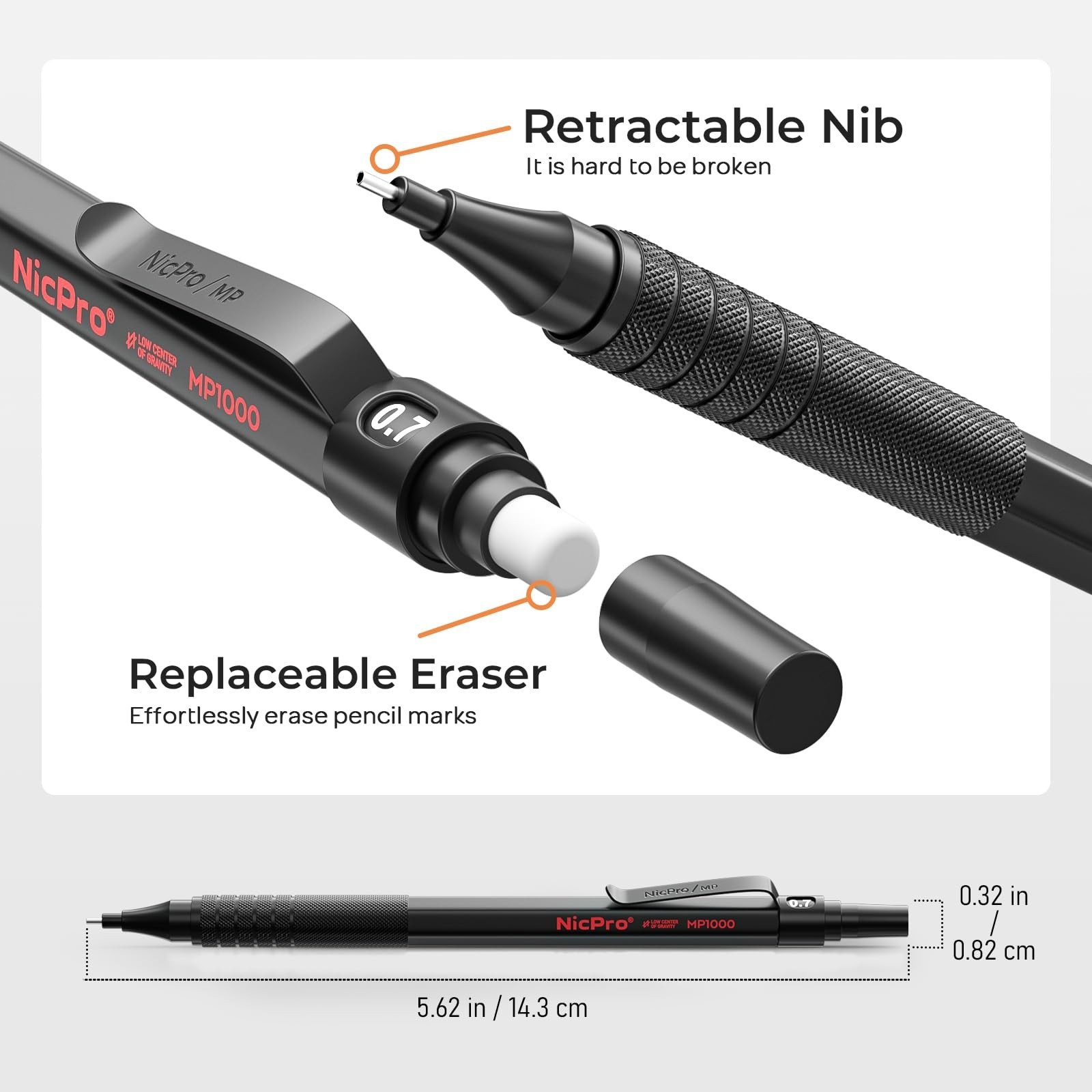 35PCS Mechanical Pencils Set with Case – 0.5, 0.7, 0.9mm & 2mm Graphite Lead Hol