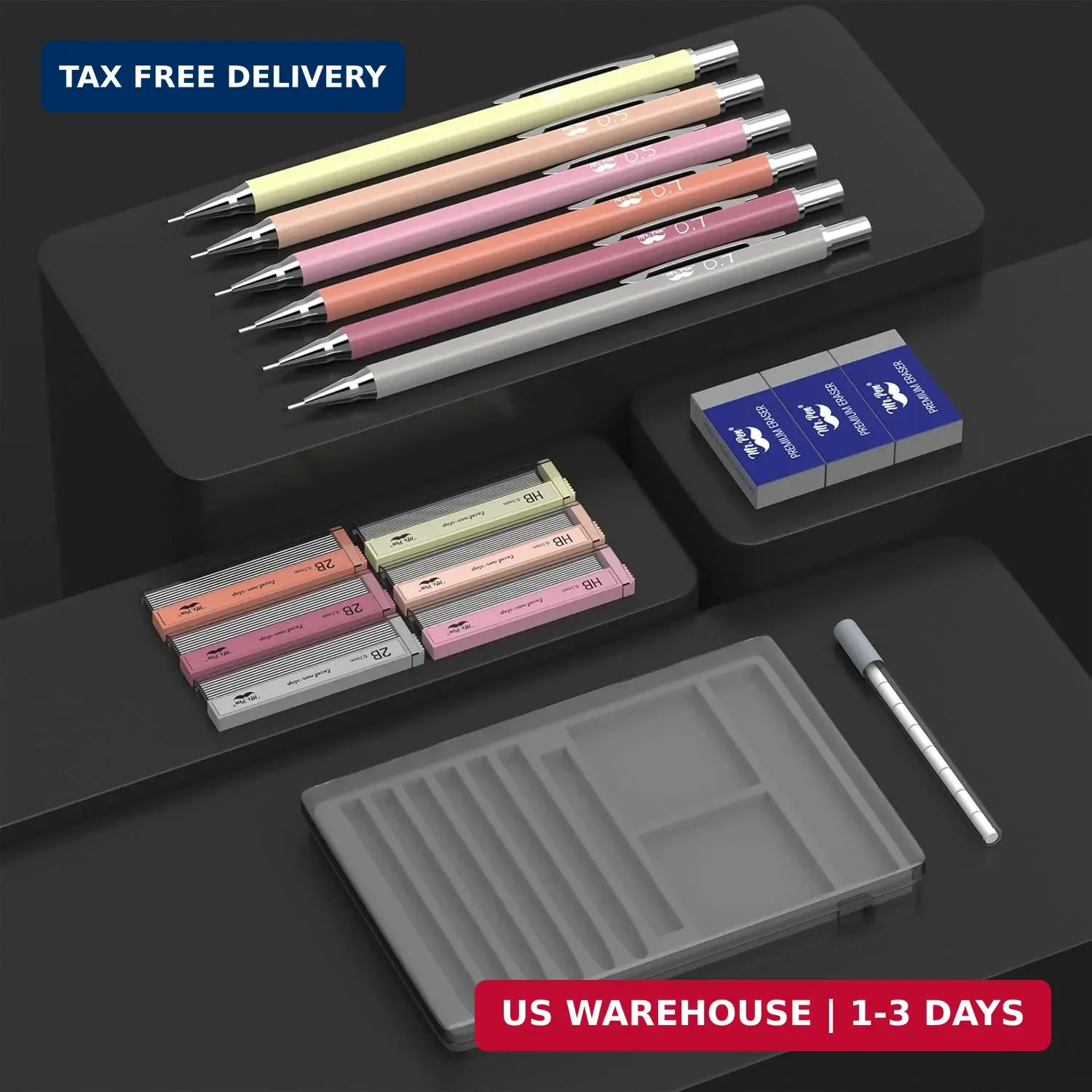 Mr. Pen- Cute Mechanical Pencil Set with Lead Refills & Erasers, 6 Pack | 2 Size