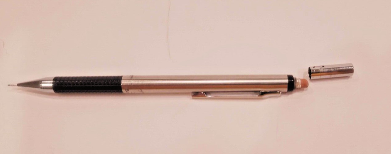 Scripto P350 Japan Ultra Thin Lead Mechanical Pencil Stainless w/ Box of Lead