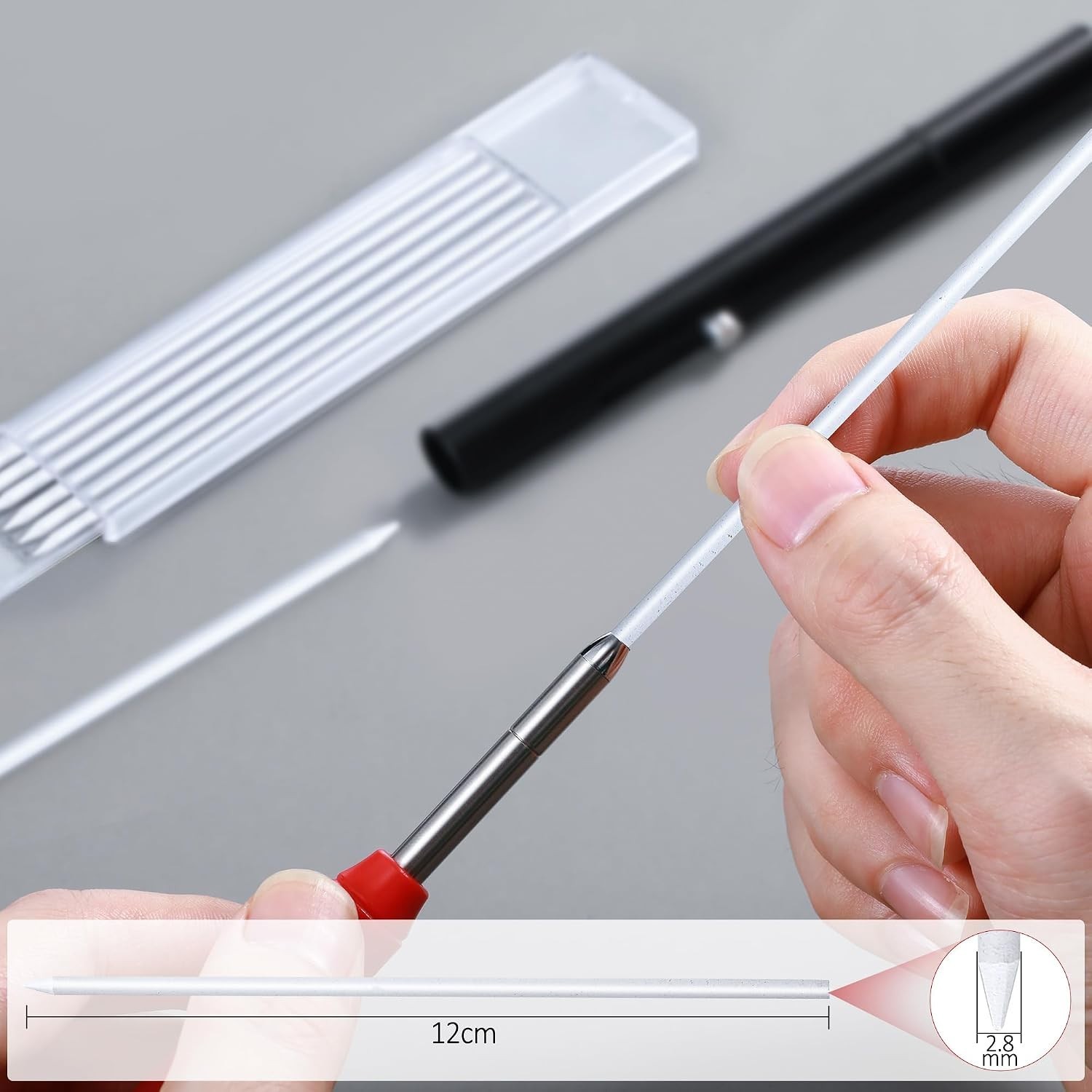 24 Pieces 2.8mm HB Waterproof Graphite Pencil Refills for Woodworking & Drawing