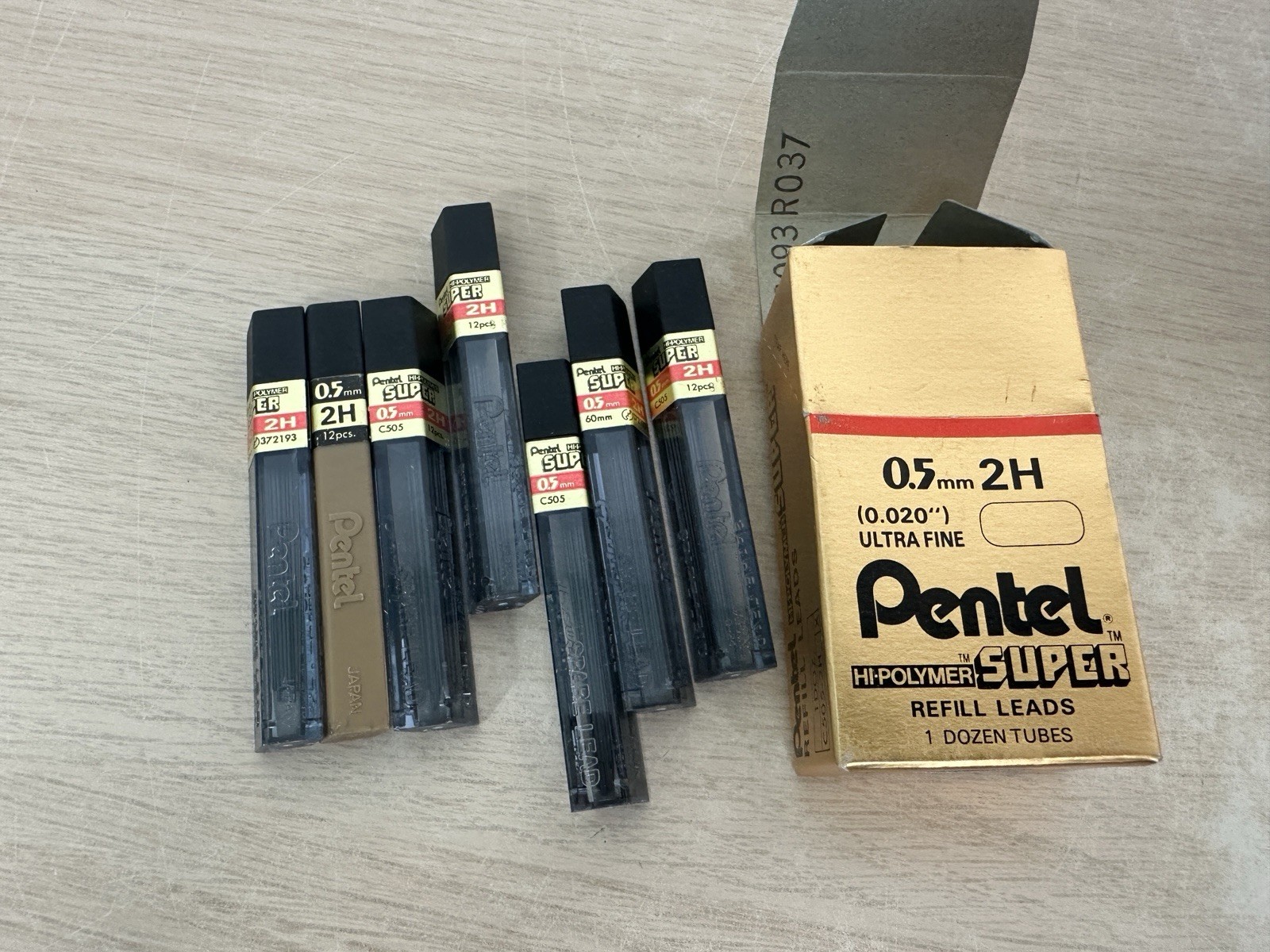 Vintage Pentel Super Refill Leads 0 .5mm 2H 0.020” Ultra Fine & 0.9mm 2H 0.036”