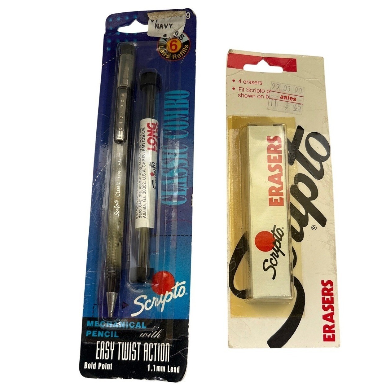 Vintage Scripto Classic Combo Mechanical Pencil Navy with Erasers 1.1mm New