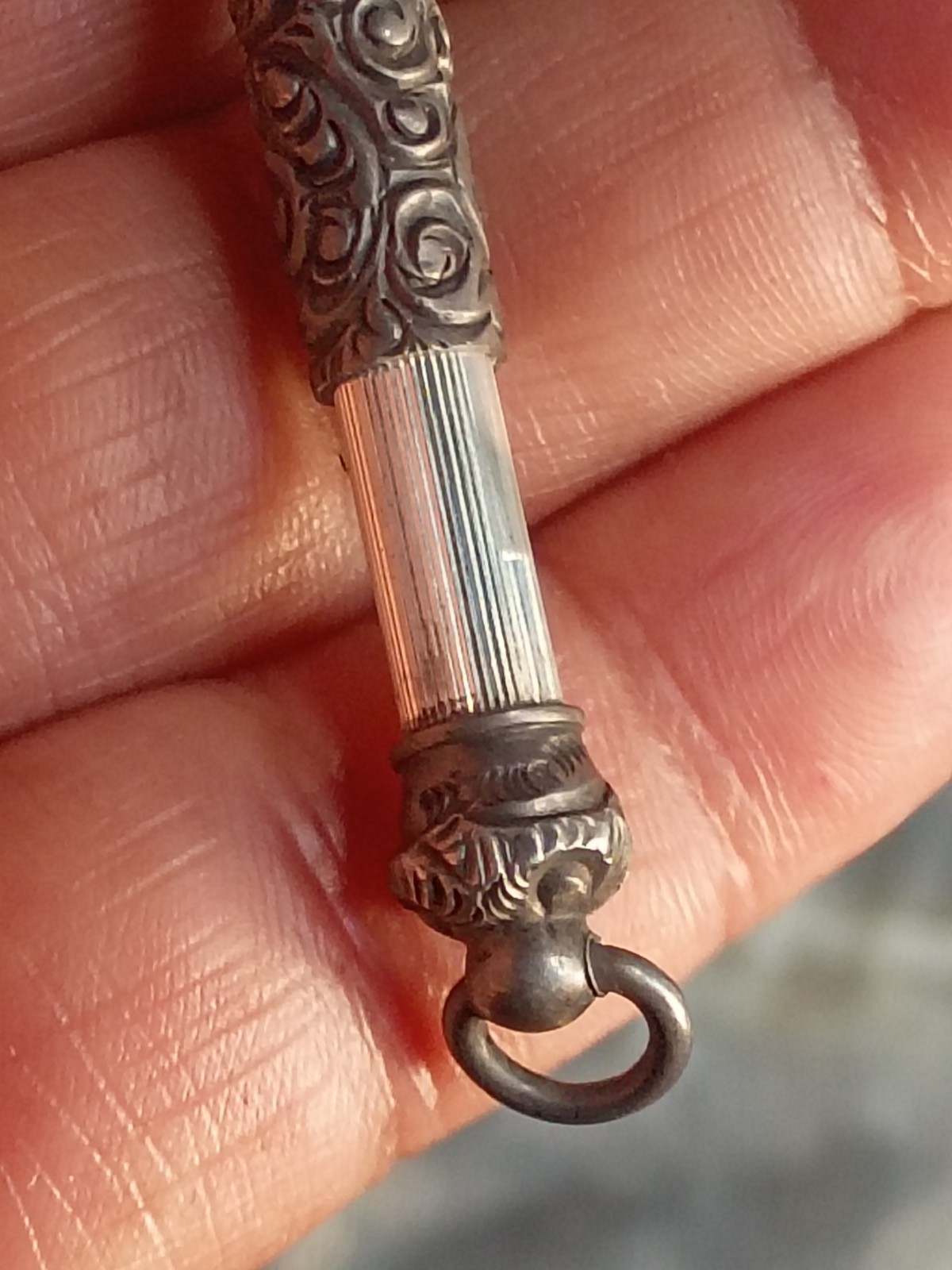 Antique Victorian sterling silver mechanical pencil 1800s Chatelaine