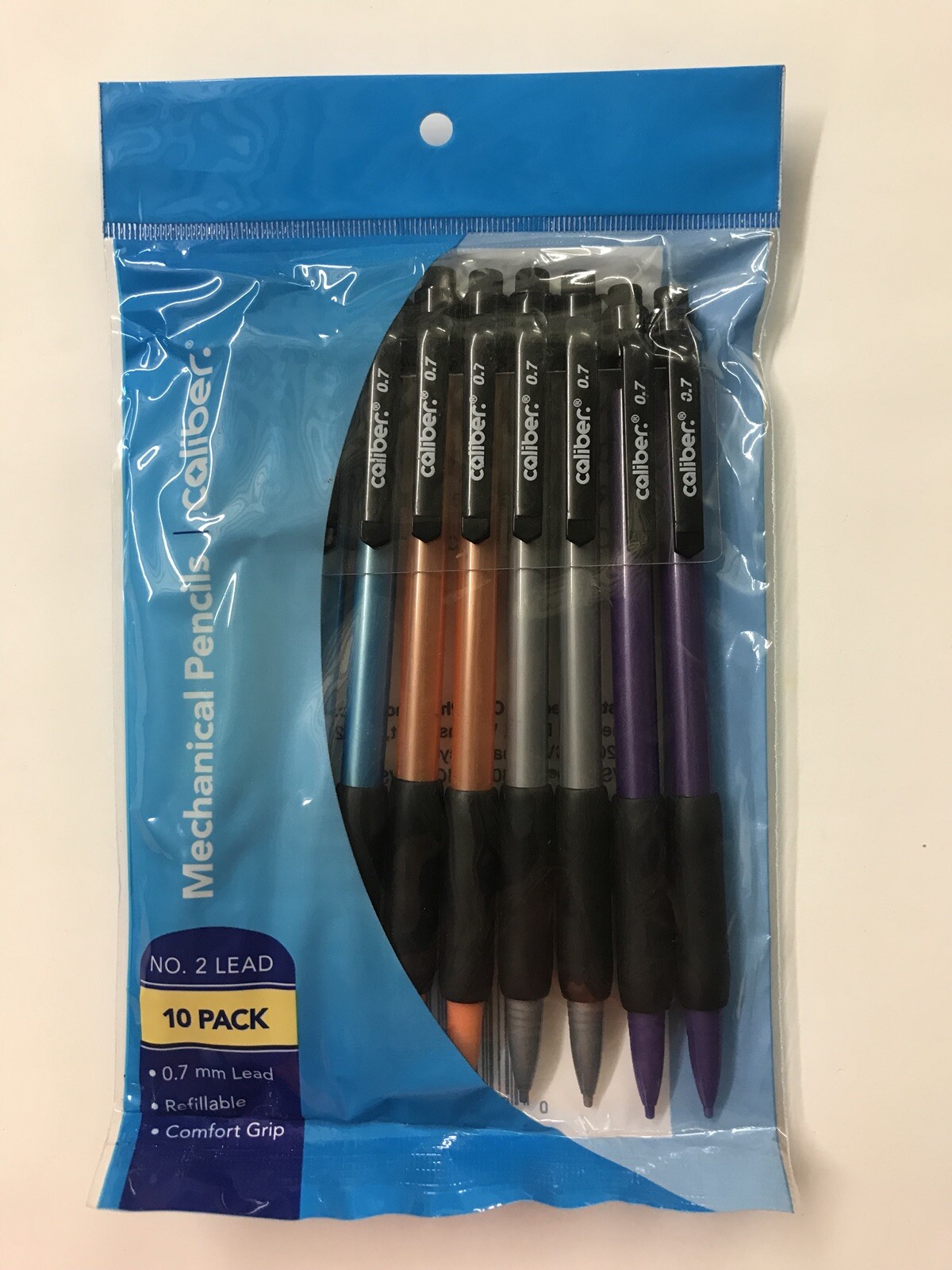 Caliber Mechanical Pencils 10 Pack-0.7mm #2 Lead-Refillable-Comfort Grip
