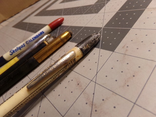 5 Vintage Advertising Mechanical Pencils. 2 Colson, 3 Redipoint.