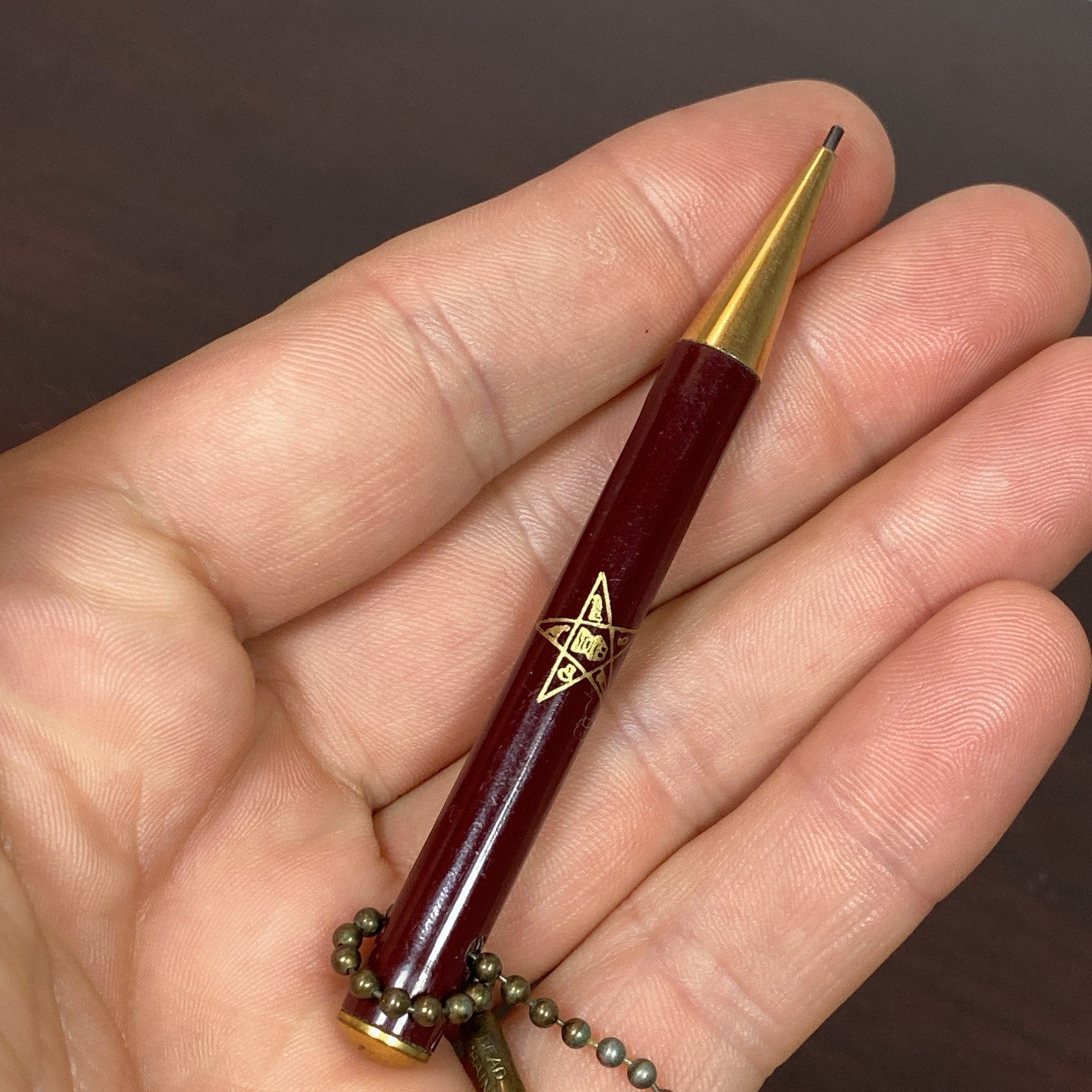 Masonic OES Order Of The Eastern Star Mechanical Pencil VTG Keychain Bead Chain