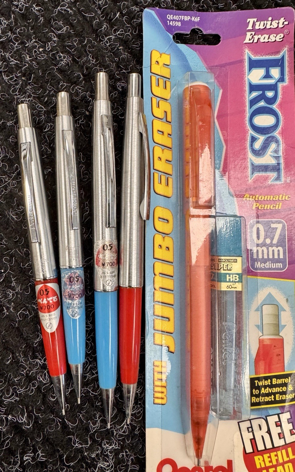 Vintage Japanese Mechanical Pencil Lot Pentel Mitsubishi Twist Erase P505 ML5