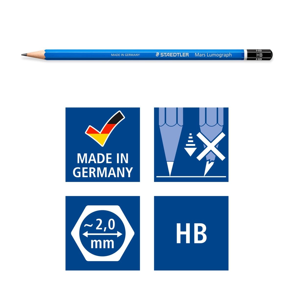 Pencil 6B 5B 4B 3B 2B B HB F H 2H 3H 4H Mars Lumograph 100 G12 STAEDTLER
