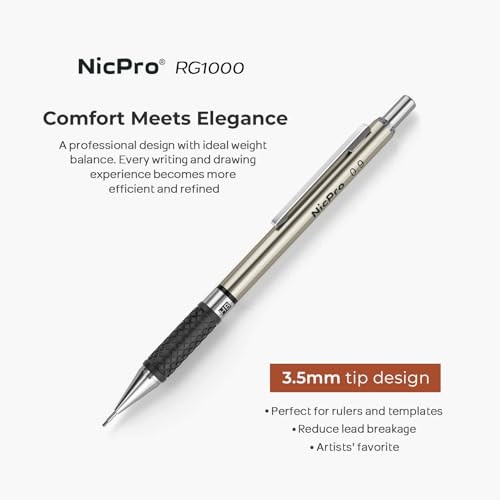 0.9 mm Art Mechanical Pencil Set in Storage Case, 3 PCS Metal 3 Pack (0.9mm)