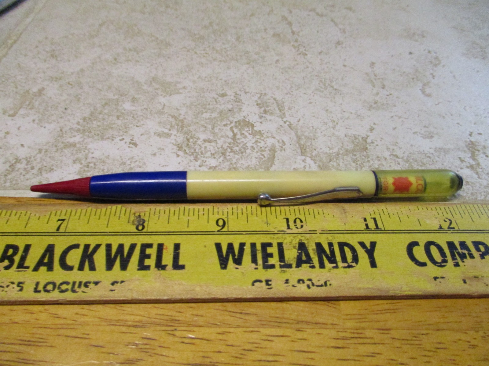 VTG Wilcox Motor Oil Mechanical Pencil P-41 Red White Blue Floaty Floating M25