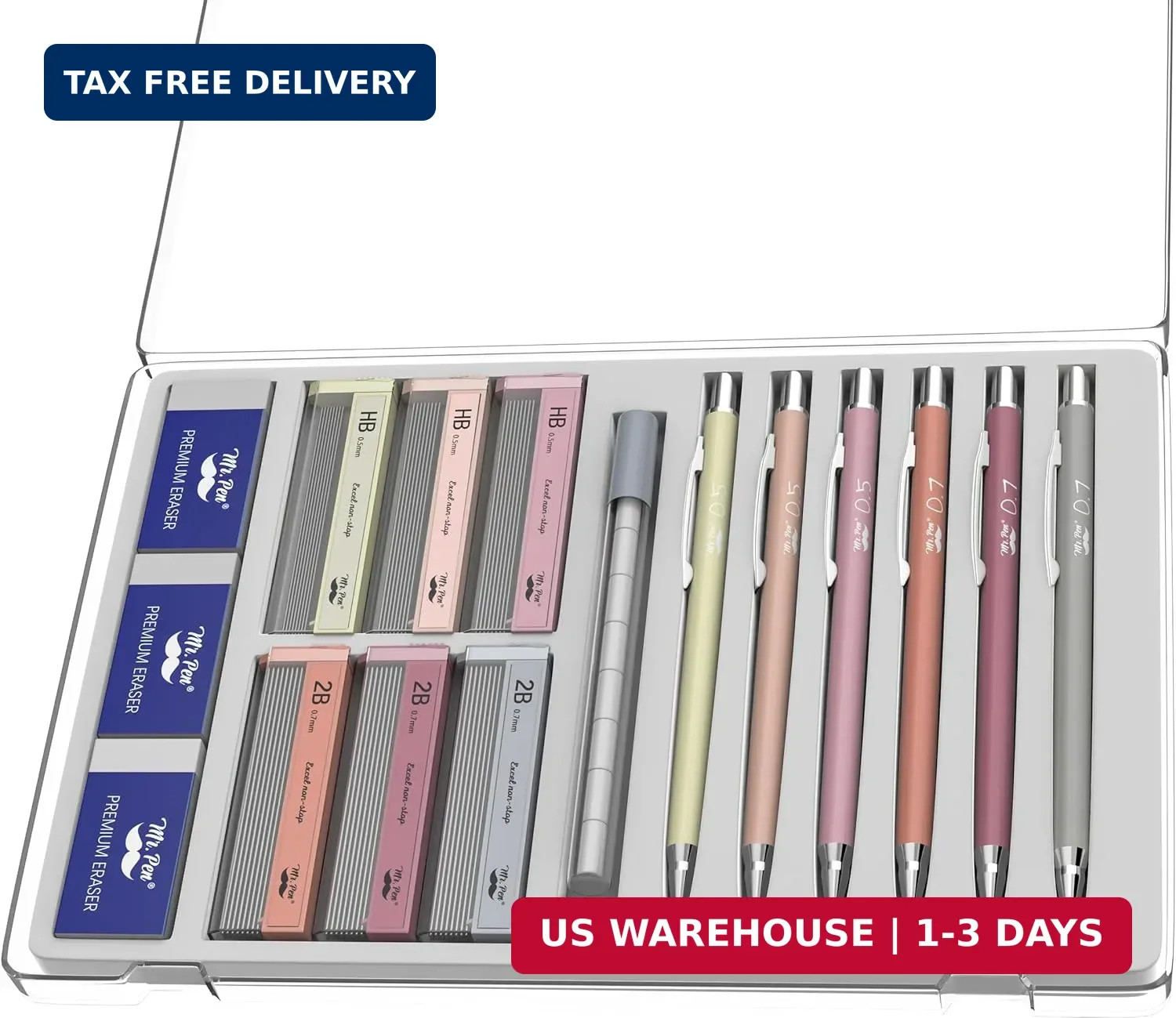 Mr. Pen- Cute Mechanical Pencil Set with Lead Refills & Erasers, 6 Pack | 2 Size