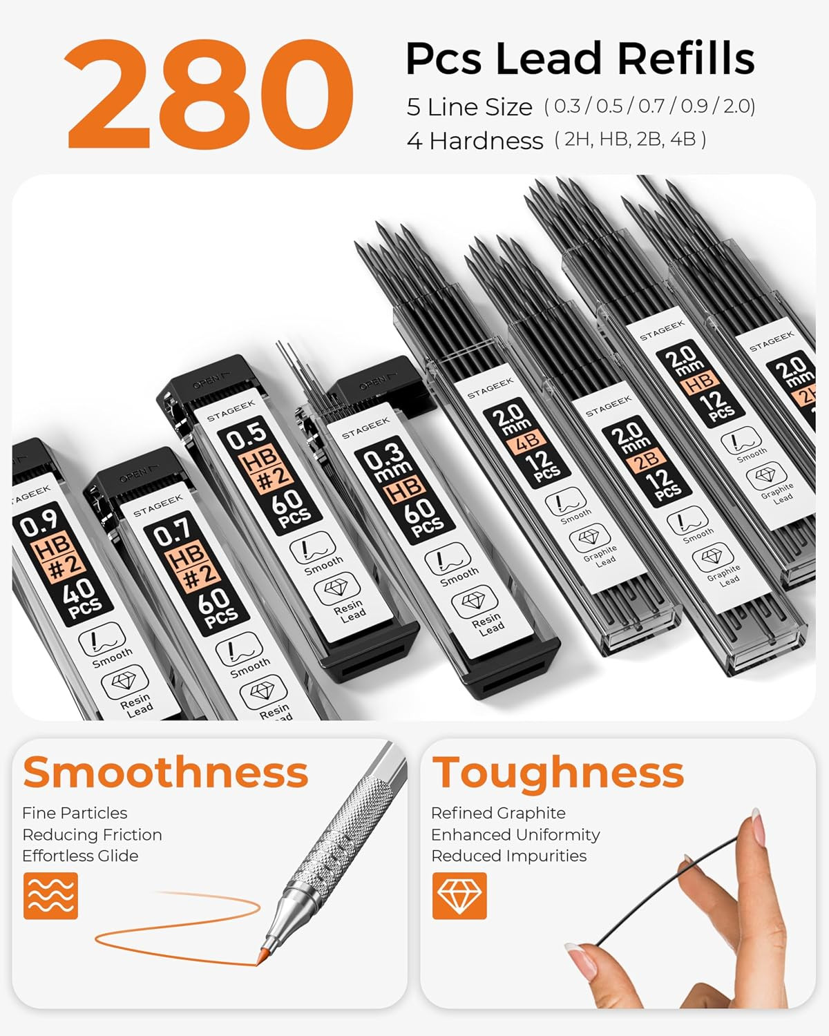 Metal Mechanical Pencil Set in Leather Case, 5PCS Art Drafting Pencil