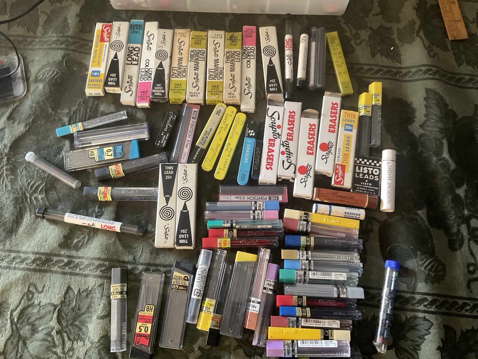 Vintage huge lot mechanical pencil leads & erasers Scripto PENTEL