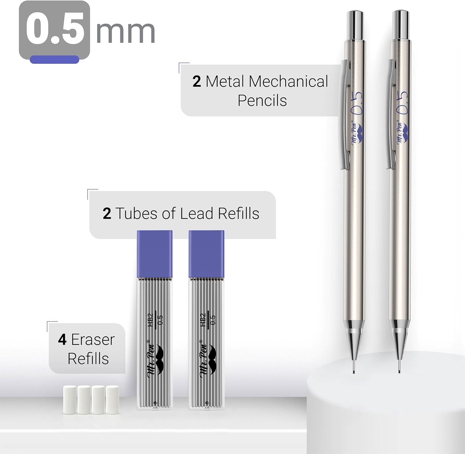 Stylish 0.5mm All Metal Mechanical Pencils – Ideal for Artists and Professionals