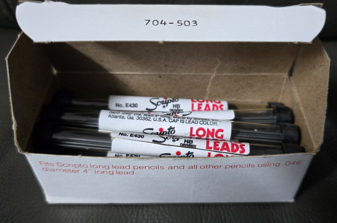 Vintage Scripto HB Degree Long Leads No E430 Lot of 10 Containers 6 Leads each