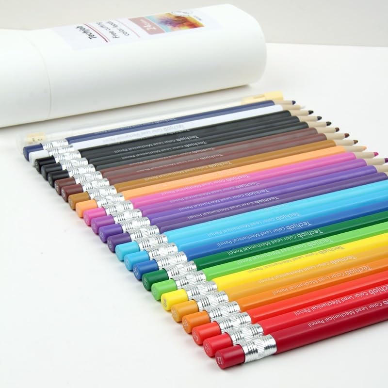 Colored Mechanical Pencil 2.6mm Drawing Pencils Sharpener Case 24 PCS