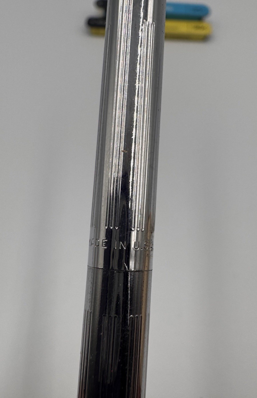 VTG Sheaffer Mechanical Pencil Ribbed Chrome White Dot W/Erasers & Lead Refills